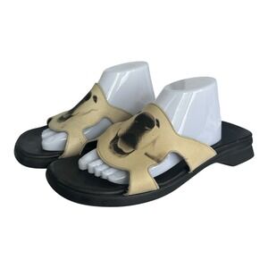 JCON Wearable Art Leather Slides Sandals Labrador Dog Print Women's 8.5 Black